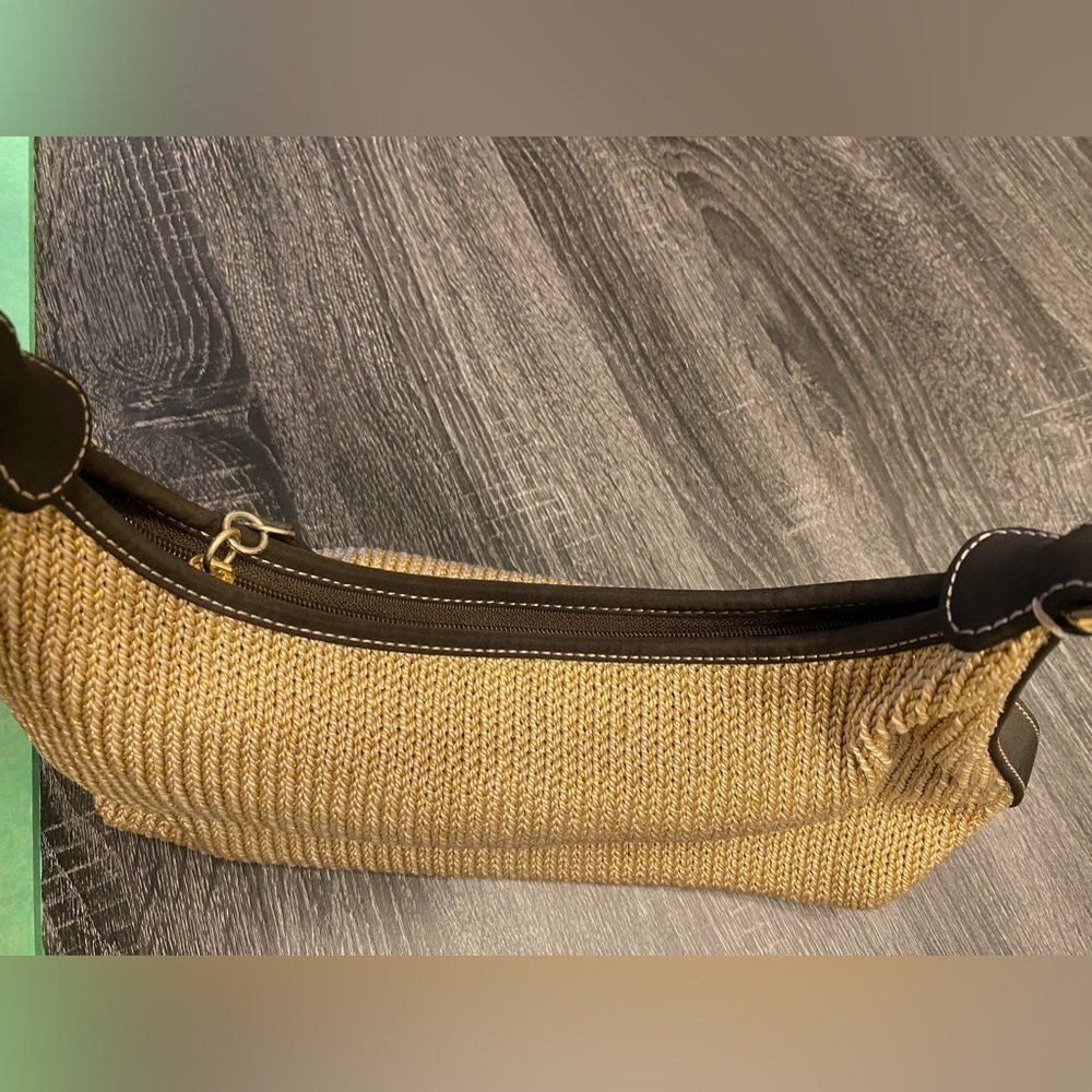 The Sak Straw Mini Shoulder Bag with Brown Trim - Picture 11 of 15